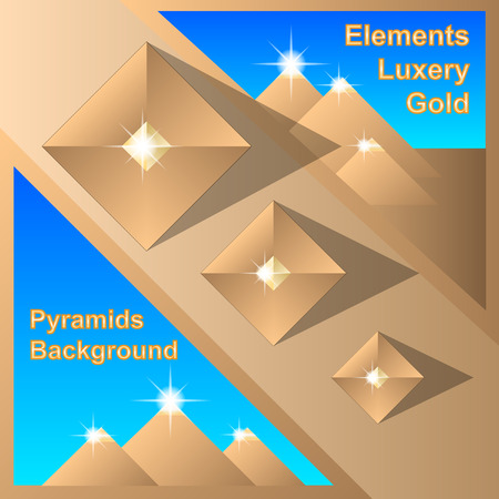 Abstract Egiptian Pyramids Background. Top and side view. Vector Illustrationのイラスト素材