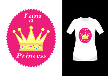 Stylish trendy slogan I am a Princess   t-shirt graphics print vector illustration designのイラスト素材