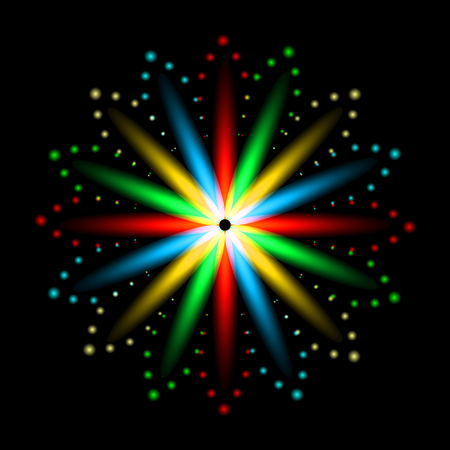 multicolored lights, flame petals in a circle. Vector Illustrationのイラスト素材