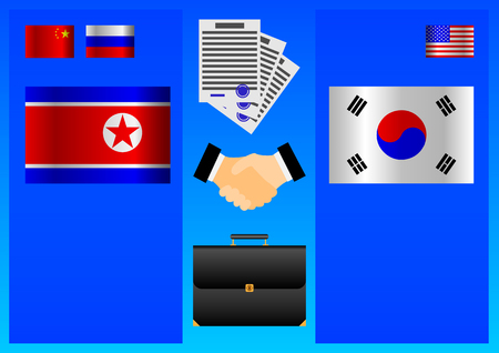 North Korea and South Korea relations. New hopeful friendship.のイラスト素材