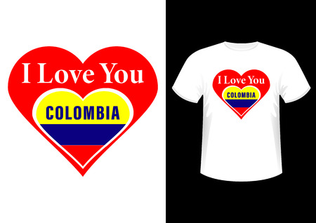 I Love You Colombia, Stylish fashionable design slogan, symbol, graphics and print on a t-shirt, vector illustrationのイラスト素材