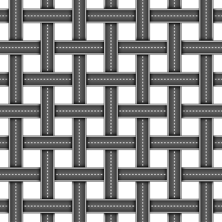 Roads and street pattern with a group of organized highways in a grid pattern as a transportation and business management crossroad concept isolated on white. Vector Illustrationのイラスト素材