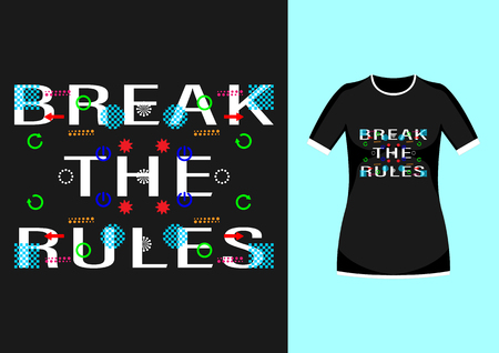 Stylish trendy slogan break the rules t-shirt graphics print vector illustration designの写真素材