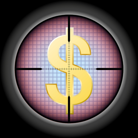 the dollar sign in the optical sight. Vector Illustrationのイラスト素材