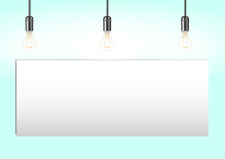 Realistic a light bulb illuminates an empty picture. Vector Illustrationのイラスト素材