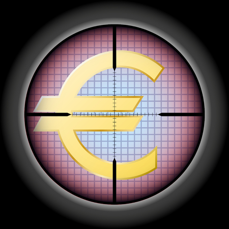 the Euro sign in the optical sight. Vector Illustrationのイラスト素材
