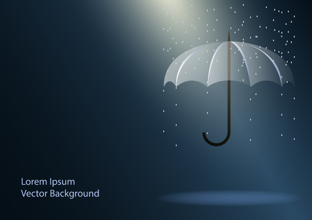 umbrella in the rain on a dark background. Vector Illustrationのイラスト素材