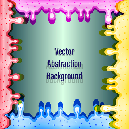 The Shine of the mucus drips on in the form of a frame. Glossy texture with girly colors of pink and purple. Vector illustration.のイラスト素材