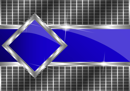 abstract background with a metallic element. Rhombuses with metal frame on the grid. Vector Illustrationのイラスト素材