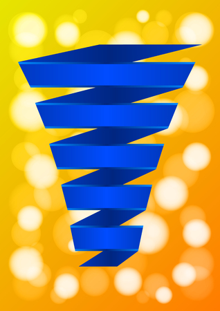 blue ribbon in the form of a spiral on a yellow abstract background in the form of glowing circles. Vector Illustrationのイラスト素材