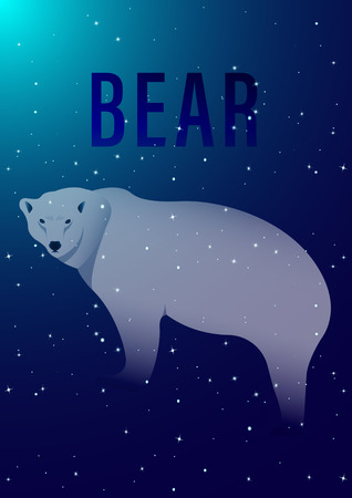 Polar bear on starry sky background. Vector Illustrationのイラスト素材