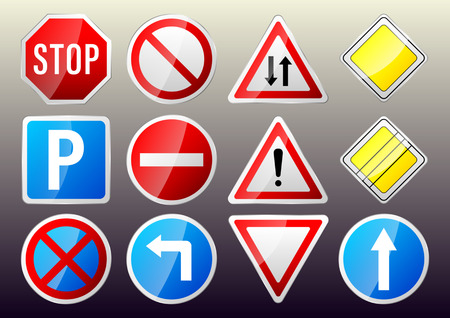 realistic metal glossy road signs. Vector Illustrationのイラスト素材