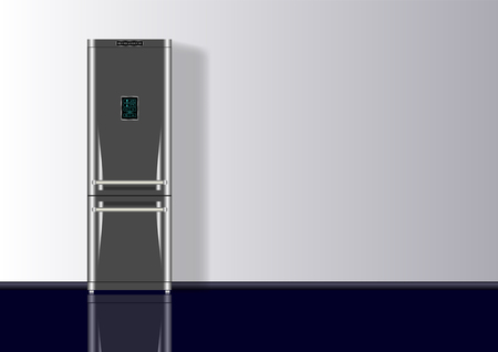 Realistic 3d minimal composition background with Refrigerator. Vector Illustrationのイラスト素材