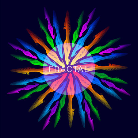 abstract multicolored gradient fractals fire circle. Vector Illustrationのイラスト素材