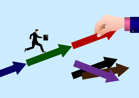 Support. Big hand helps to achieve a target. Vector Illustrationのイラスト素材