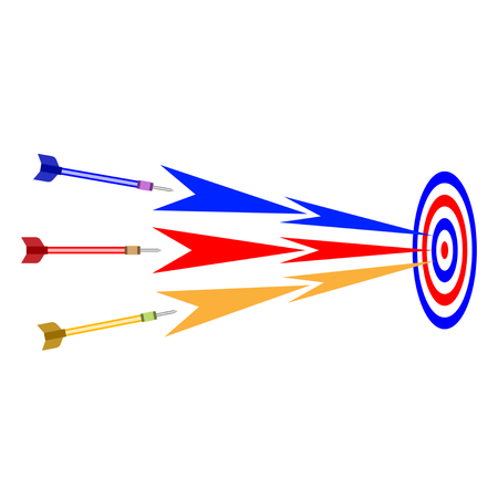 business goal strategy. Darts fly into the target. Flat design Vector Illustrationのイラスト素材