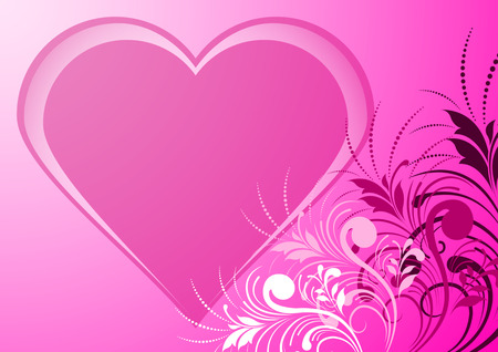 Pattern Floral Romantic elements and Heart on a Pink Gradient Background. Element for design Valentine card. Vector Illustrationのイラスト素材