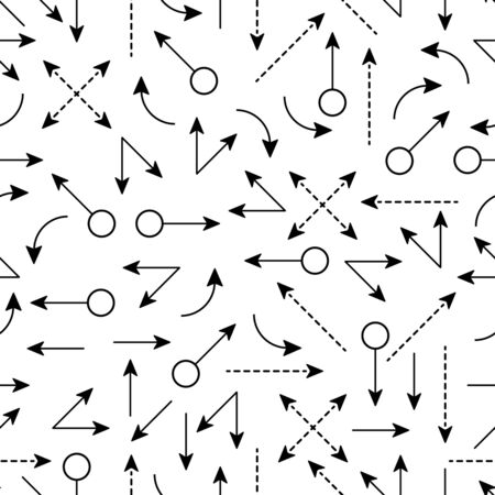 Set seamless pattern simple different black arrows. Flat Vector Illustrationのイラスト素材