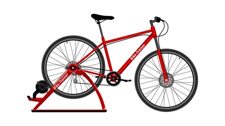 exercise bike, bike-trainer isolated on a white background, side view. Sport and recreation. Realistic vector Illustrationのイラスト素材