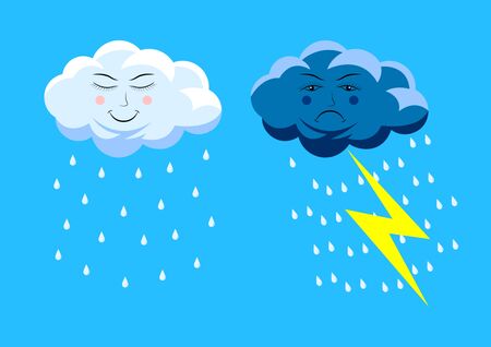 set cute rain clouds. Cartoon Vector Illustrationのイラスト素材