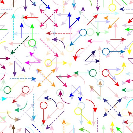 Set seamless pattern simple different colors arrows. Flat Vector Illustrationのイラスト素材