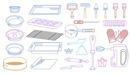 Set of tools for cooking. Kitchen, confectionery appliances doodle hand made. Vector illustrationのイラスト素材