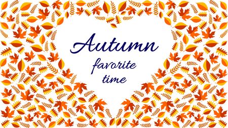 Heart of autumn leaves isolated on a white background. Vector, Illustration.のイラスト素材