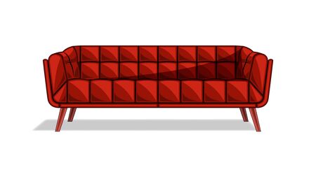 Brown color Couch, Sofa isolated on a white background. Flat style design vector, illustration.のイラスト素材