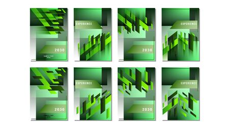 Set cover green gradient geometric shapes rectangle designのイラスト素材