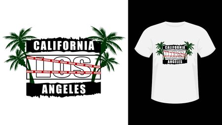 Inscription California Los-Angeles print shirt. Vector illustration.のイラスト素材