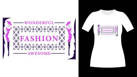 Purple lettering fashion print white t-shirt vectorのイラスト素材