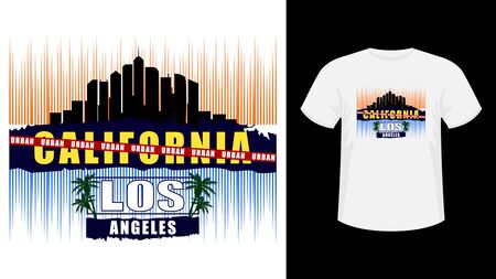 Inscription California Los Angeles skyscrapers print shirt.のイラスト素材