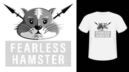Head fearless hamster cartoon picture print shirtのイラスト素材