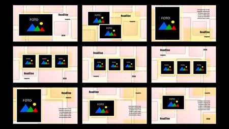 Set Landing pages beige color of quadrilateralsのイラスト素材