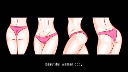 Beautiful woman body in different poses vectorのイラスト素材