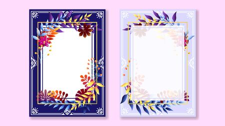 Colorful flower frame greeting card vector illustration.のイラスト素材