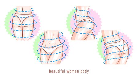 Beautiful woman body in different poses vectorのイラスト素材