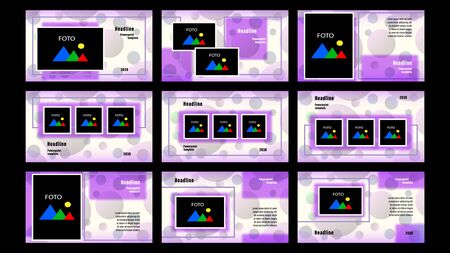 Set Landing pages purple color of quadrilateralsのイラスト素材