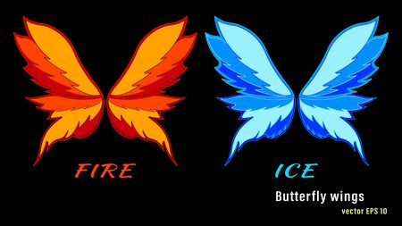 Set different colorful flame butterfly wings isolatedのイラスト素材