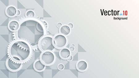 3d white paper or plastic circles gears on backgroundのイラスト素材