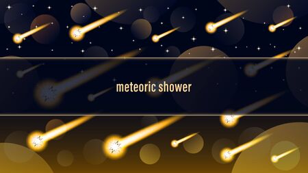 Meteoric shower light effect Horizontal web design bannerのイラスト素材