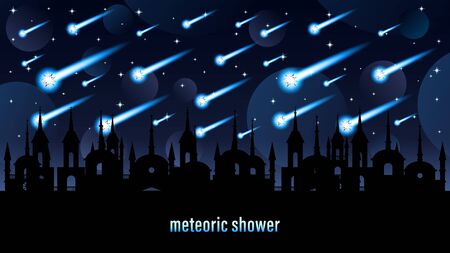 Meteoric shower light effect Horizontal web design bannerのイラスト素材