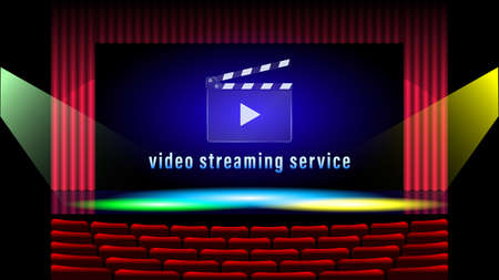 Video streaming service. Clapboard realistic design vectorのイラスト素材