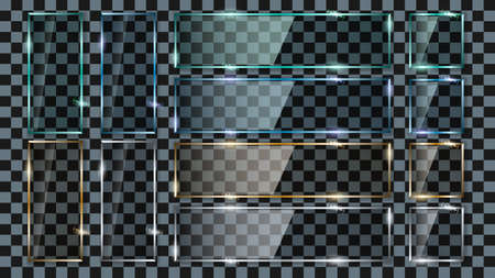 Set glass transparent rectangle plates different colorsのイラスト素材