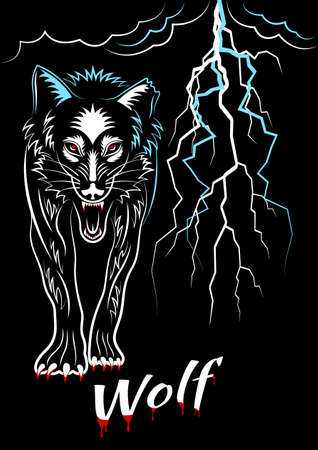 The wolf is preparing to attack, front view.のイラスト素材