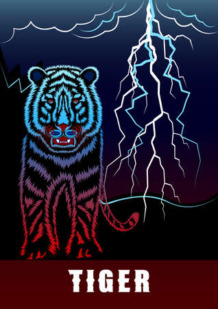 The tiger head front view detailed contour vector.のイラスト素材