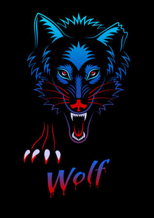 The wolf is preparing to attack, front view.のイラスト素材