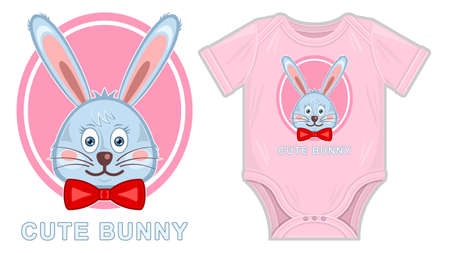 Cute bunny clothes for newborn mockup Flat cartoonのイラスト素材