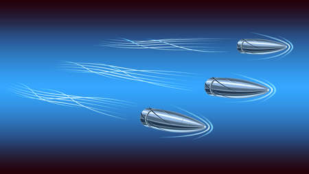 flying bullets on the battlefield, close up.のイラスト素材