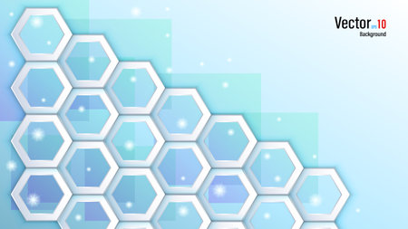 3d white paper or plastic hexagons on backgroundのイラスト素材